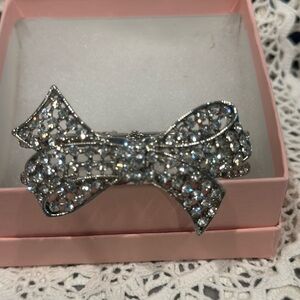Rhinestone Bow Bracelet Silverplated